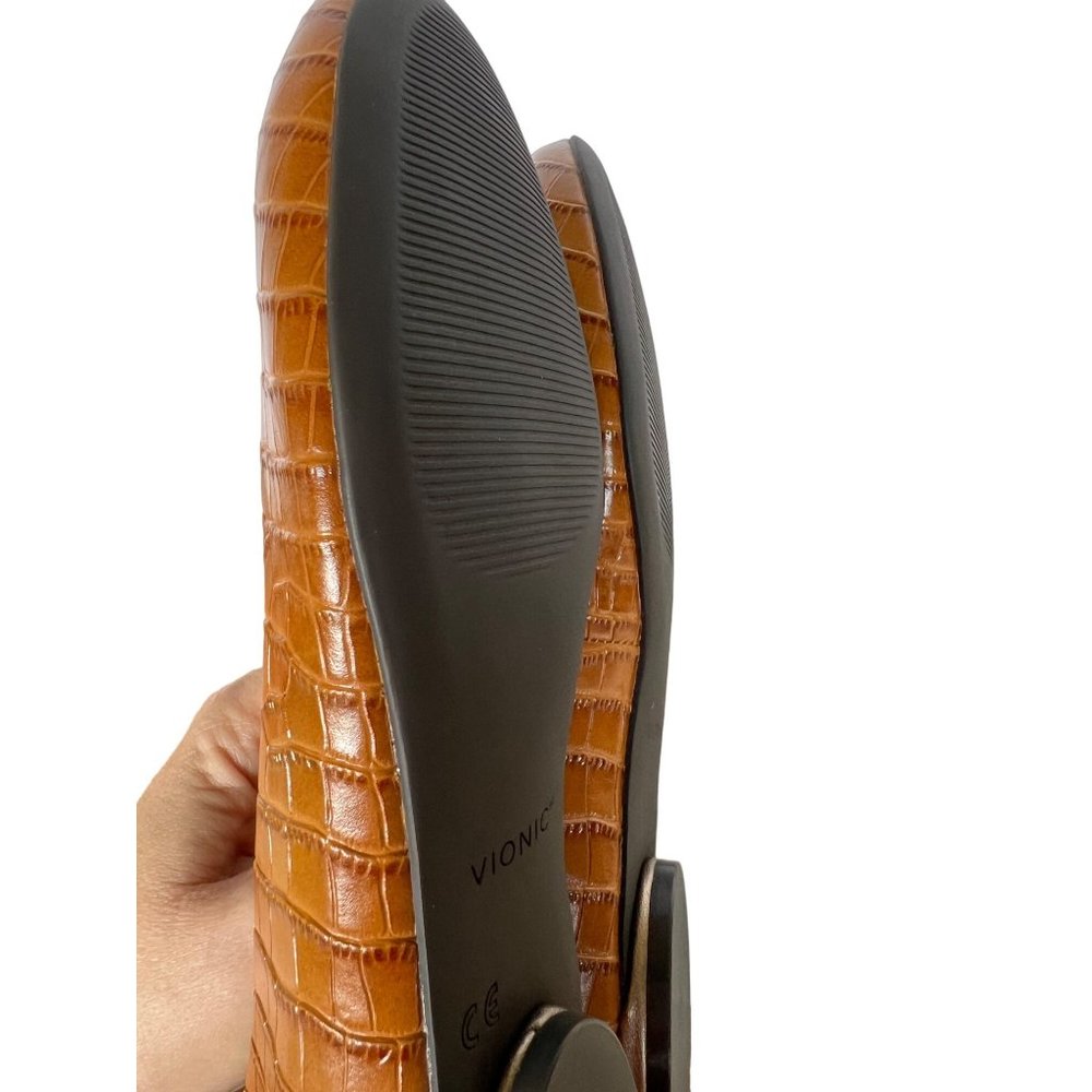 Vionic Brown Croc Embossed Hannah Leather Ballet Flat Brand New 6.5 - Picture 7 of 9